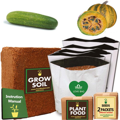 

TrustBasket ECONOMY STARTER GROWKIT FOR COMMON CLIMBERS (CUCUMBER,PUMPKIN) Plant Container Set(Plastic)