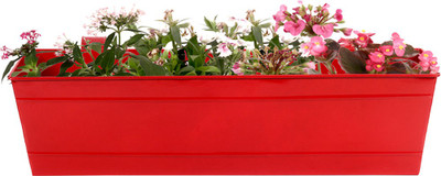 

TrustBasket Rectangular Railing Planter - Red (18 Inch) Plant Container(Metal, External Height - 17 cm)