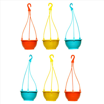 

Planters 7" MULTI COLOR SKY POTS (PACK OF 6) Plant Container Set(Pack of 6, Plastic)