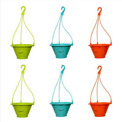 

Planters 9" MULTI COLOR HANGING POTS Plant Container Set(Pack of 6, Plastic)
