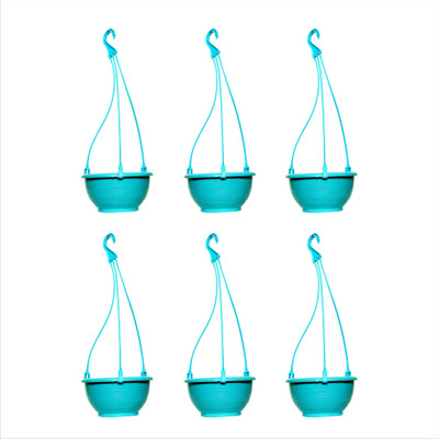 Planters Sky Blue Venus Hanging Plant Container Set(Pack of 6, Plastic)