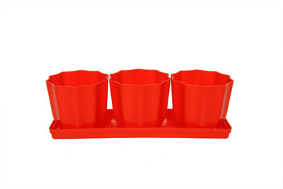 

Planters RED JAMES POTS (PACK OF 3 WITH TRAY) Plant Container Set(Pack of 4, Plastic)