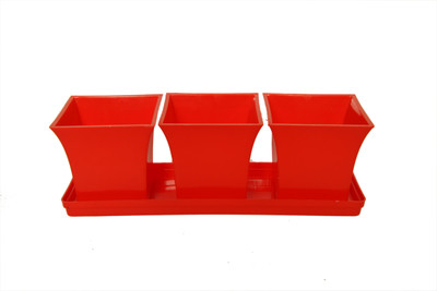 

Planters RED ORION POTS (PACK OF 3 WITH TRAY) Plant Container Set(Pack of 4, Plastic)