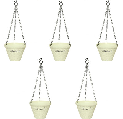 

PLANTERS Juhi White Hanging Plant Container Set(Pack of 5, Plastic)