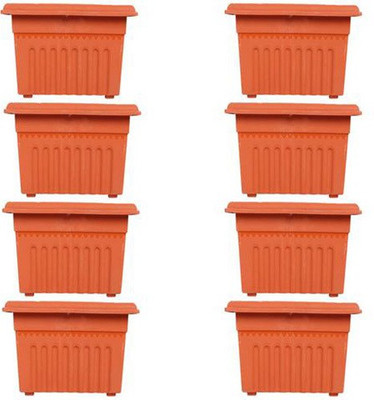 

TrustBasket Set of 8 Square UV treated,Heavy Duty Plastic Planter (12 inch) Plant Container Set(Pack of 8, Plastic)