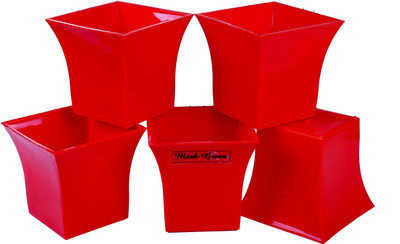 

MARK GREEN Red Ruby Pots (Set of 5) Plant Container Set(Pack of 5, Plastic)