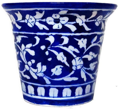 

Aurea Plant Container(Ceramic, External Height - 11 cm), Blue