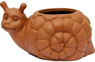 

TrustBasket Snail Planter - Terracotta Handmade Plant Container(Terracotta, External Height - 20 cm), Brown