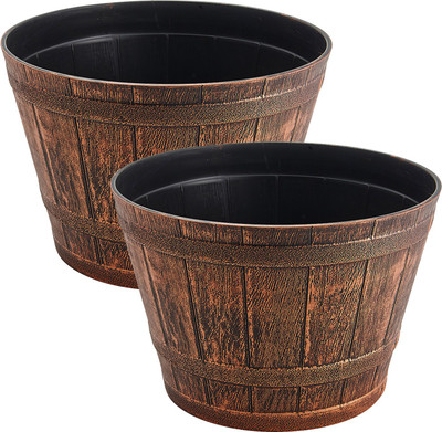 

Citigardener Set of 2 Large Bronze Roman Medival Style Garden Pots (Diameter 35cm x Height 24.5cm) Plant Container(Plastic, External Height - Planter 1 - 24.5 cm), Brown