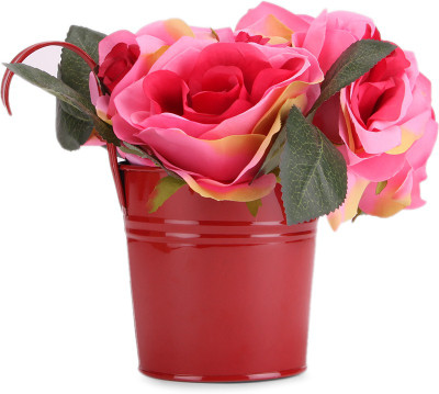 

JB Collection Plant Container(Metal, External Height - 10 cm), Orange
