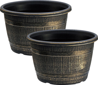

Citigardener Set of 2 Medium Gold Medival Style Garden Pots (Diameter 30cm x Height 20.5cm) Plant Container(Plastic, External Height - Planter 1 - 20.2 cm)