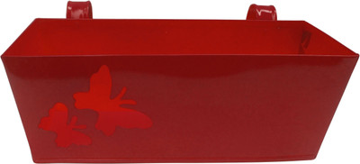

Green Gardenia Plant Container(Metal, External Height - 16 cm), Red