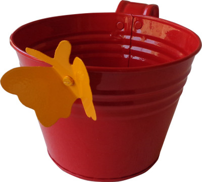

Green Gardenia Garden Plant Container(Metal, External Height - 4 cm), Red