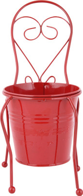 

JB Collection Plant Container(Metal, External Height - 23 cm), Red