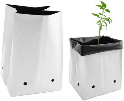 

Minerva Naturals Grow Bags set of 5 -(24 X 24 X 40 cm) Plant Container(Plastic, External Height - 40 cm), White