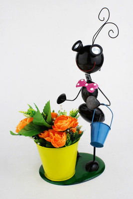 

Green Girgit Plant Container(Metal, External Height - 43 cm), Multicolor