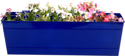 TrustBasket Rectangular Railing Planter - Blue (18 Inch) Plant Container Set(Metal)