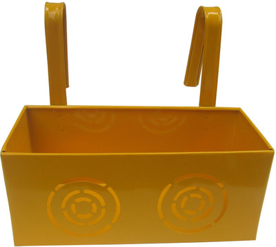 

Green Gardenia Plant Container(Metal, External Height - 15 cm), Yellow