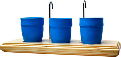 

Smalshop Limited Edition Handmade Plant Tray Plant Container(Terracotta, Wood, External Height - Plant Pot 1- 11.4 cm, Plant Pot 2- 11.4 cm, Plant Pot 3- 11.4 cm), Blue
