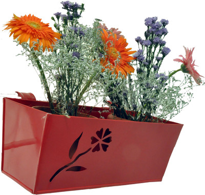 

First Smart Deal Plant Container(Metal, External Height - 15 cm), Red