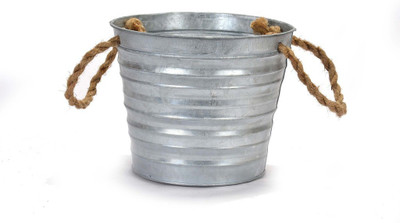 

Scrafts Large Striped Plant Container(Metal, External Height - 15 cm), Silver