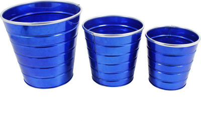 

Store Indya Plant Container(Metal, External Height - Planter 1 - 6.5 cm cm, Planter 2 – 16.5 cm cm, Planter 3 – 19 cm cm), Blue