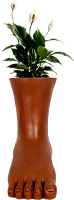 

TrustBasket Right Leg - Terracotta Handmade (FREE SHIPPING) Plant Container(Terracotta, External Height - 21 cm), Brown