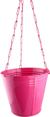 

Green Gardenia Garden Plant Container(Metal, External Height - 19 cm), Pink