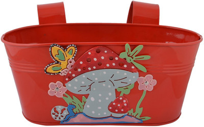 

Green Girgit Plant Container(Metal, External Height - 12.7 cm), Red