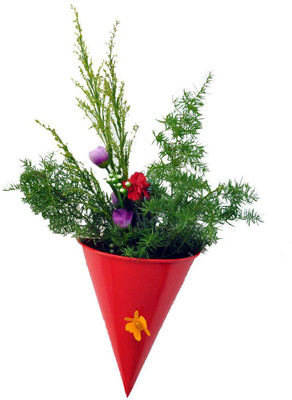 

First Smart Deal Plant Container(Metal, External Height - 23 cm), Red