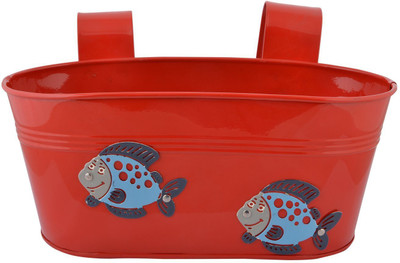 

Green Girgit Plant Container(Metal, External Height - 12.7 cm), Red
