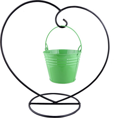 

Green Gardenia Garden Plant Container(Metal, External Height - Planter 1 - 40 cm, Planter 2 - 11 cm), Black;green