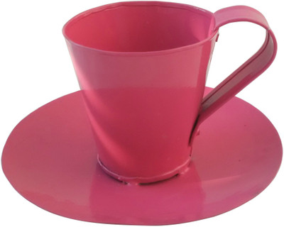 Green Gardenia Garden Plant Container(Metal, External Height - 8 cm), Pink