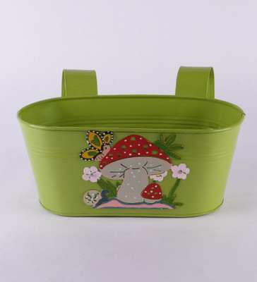 

Green Girgit Plant Container(Metal, External Height - 18 cm)
