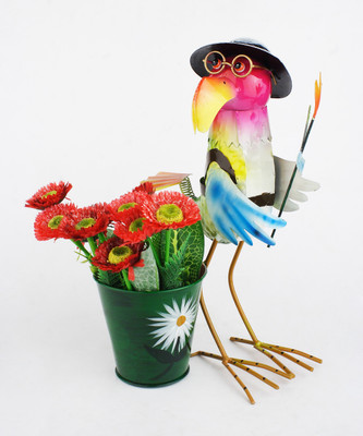 

Green Girgit Plant Container(Metal, External Height - 36 cm), Multicolor