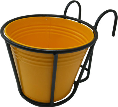 

Green Gardenia Garden Plant Container(Metal, External Height - 17 cm), Yellow