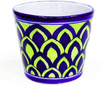 

Aurea Plant Container(Ceramic, External Height - 9 cm), Blue;green