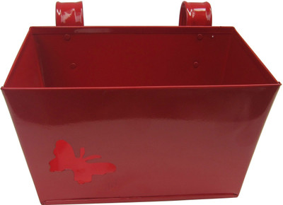 Green Gardenia Plant Container(Metal, External Height - 15 cm), Red