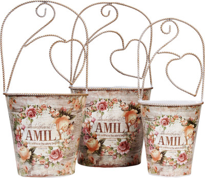 

KULTURE LABEL Plant Container(Metal, External Height - 21 cm), Multicolor