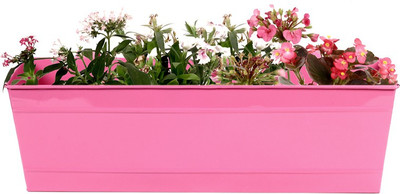 TrustBasket Rectangular Railing Planter - Magenta (18 Inch) Plant Container Set(Metal)