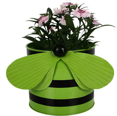 

TrustBasket Bee Planter-Green Plant Container(Metal, External Height - 17.78 cm)