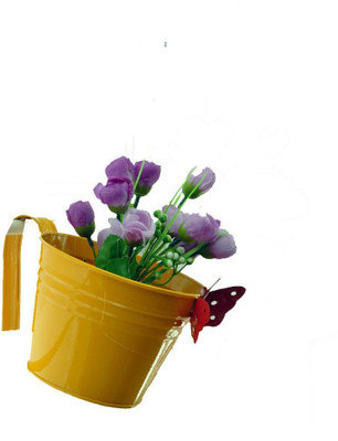 

First Smart Deal Plant Container(Metal, External Height - 11 cm), Yellow