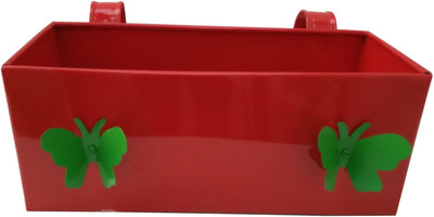 

Green Gardenia Garden Plant Container(Metal, External Height - 15 cm), Red