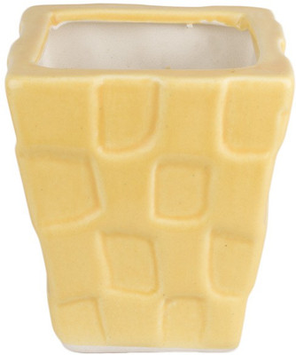 

UGAOO Ceramic Checkered Pot-Small (Yellow) Plant Container(Ceramic, External Height - 12 cm)