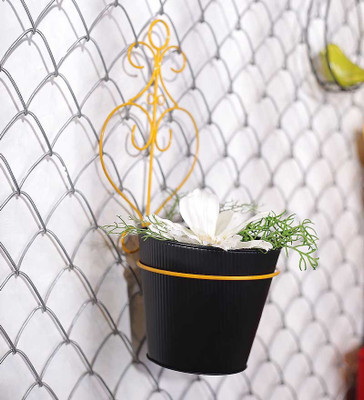 

Color Palatte Plant Container(Metal, External Height - Stand -11.4 cm, Planter - 6 cm), Black;yellow