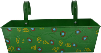 

Green Girgit Plant Container(Metal, External Height - 12.7 cm)