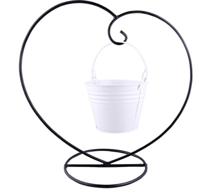 

Green Gardenia Garden Plant Container(Metal, External Height - Planter 1 - 40 cm, Planter 2 - 11 cm), Black;white