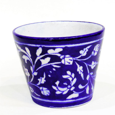 

Aurea Plant Container(Ceramic, External Height - 9.5 cm), Blue