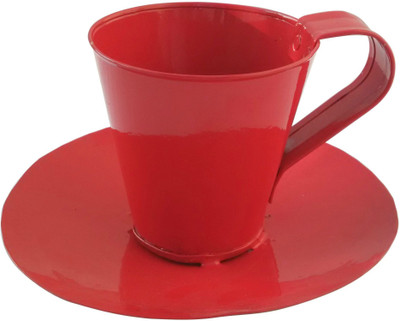 

Green Gardenia Garden Plant Container(Metal, External Height - 8 cm), Red