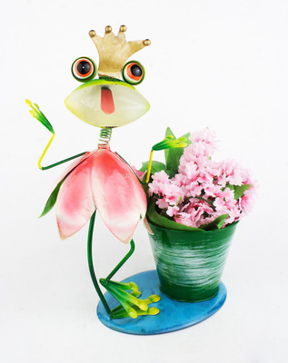 Green Girgit Plant Container(Metal, External Height - 36 cm), Multicolor